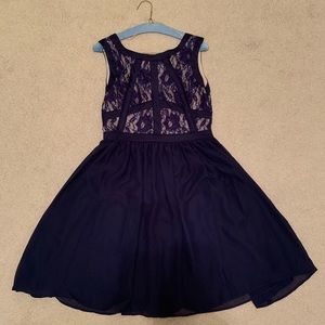 Blue Formal Wear Dress with Lace Top